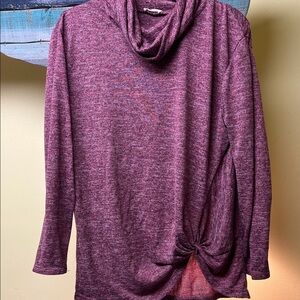 Brittany Black- rose/plum Cowl Neck Sweater with Knot Detail - no tag large